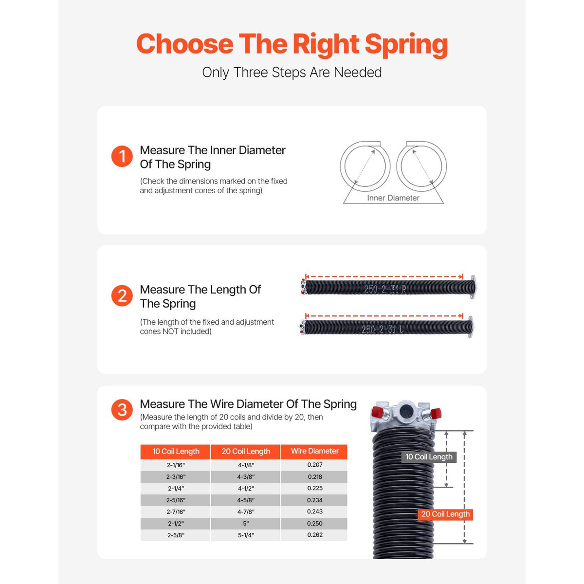 Garage Door Torsion Springs, Pair of 0.25 x 2 x 31 in, 16000 Cycles, Electrophoresis Black Coated for Replacement, Garage Door Springs with Non-Slip Winding Bars, Gloves and Mounting Wrench