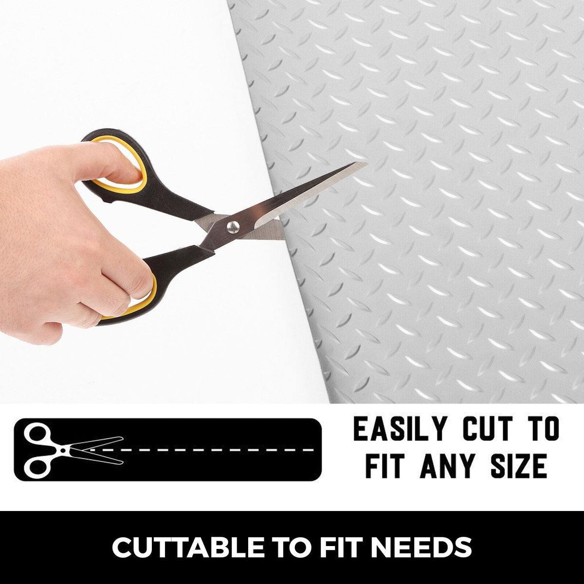 Garage Floor Mat, 303.15 x 43.31 inch PVC Garage Flooring Roll, Non-slip Diamond Texture, 91.17 sq.ft Covering Space, Garage Mats for Under Cars, for Gyms Boats Car Trailer, Silver