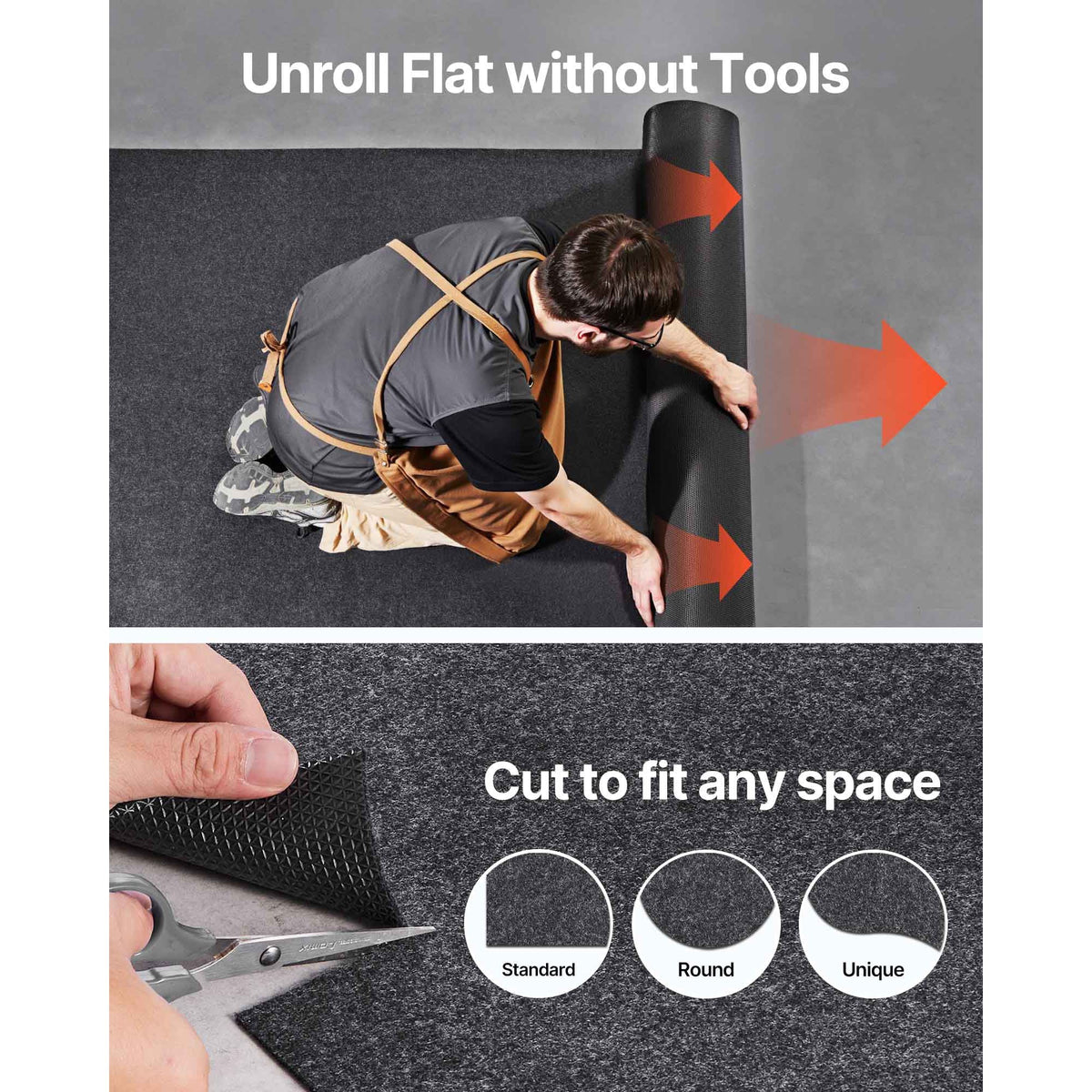 Garage Floor Mat, 7.4'x17' Waterproof Protection from Water,Snow, Rain,Mud and Oil for Cars, Non-slip Heavy Duty Containment Mat with TPE Anti-Leak Backing & Easy to Clean & Cuttable