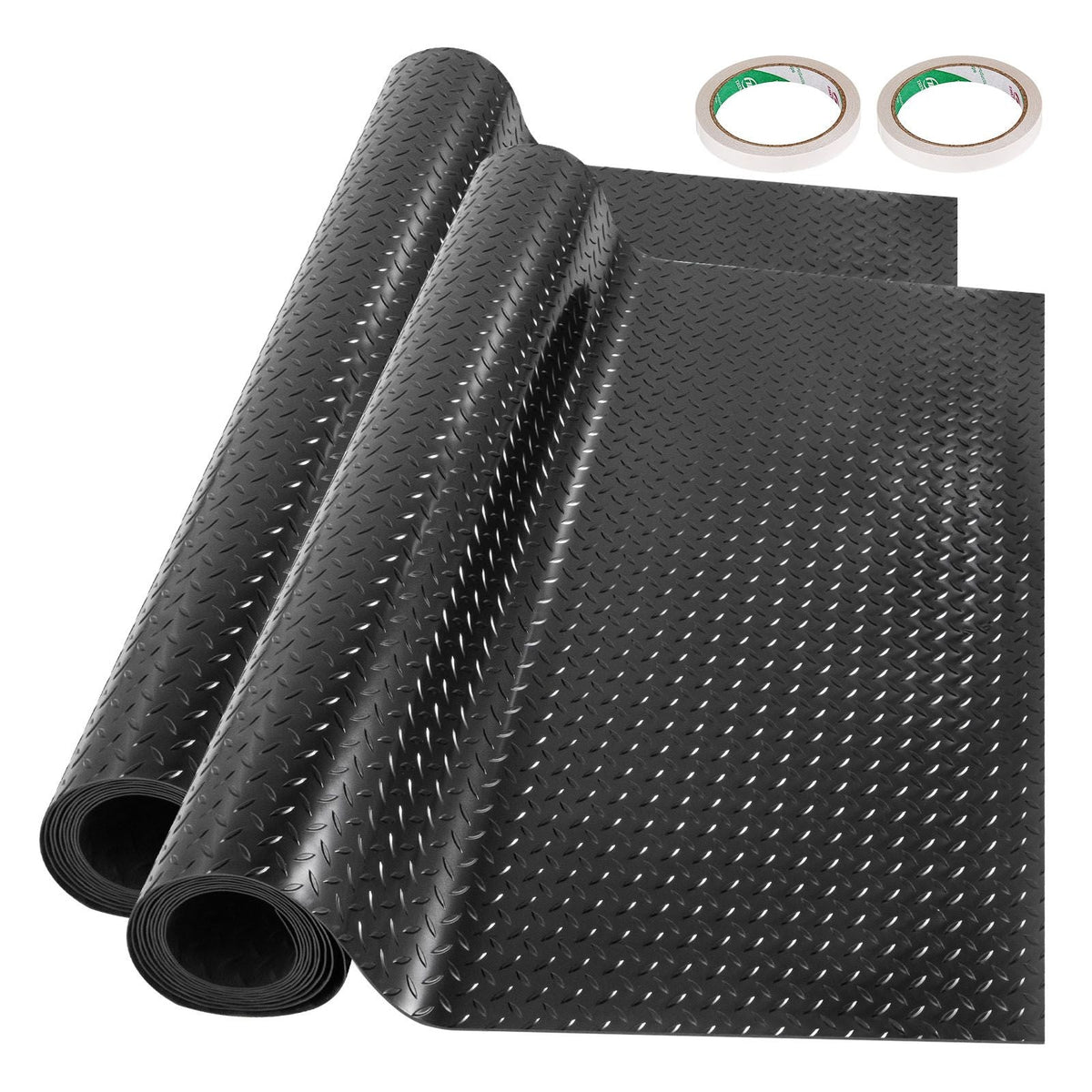 Garage Floor Mats 2 Rolls 17 x 3.6 Ft Garage Mat 2.5mm Thickness Black Garage Flooring PVC Garage Mats for Under Car