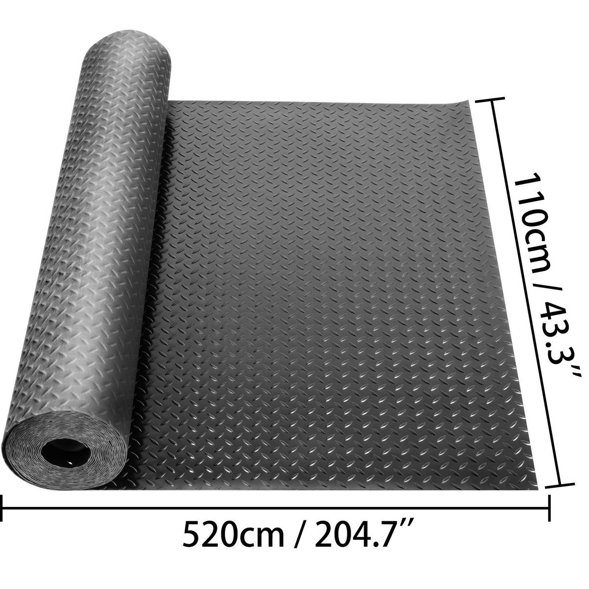 Garage Floor Mats 2 Rolls 17 x 3.6 Ft Garage Mat 2.5mm Thickness Black Garage Flooring PVC Garage Mats for Under Car