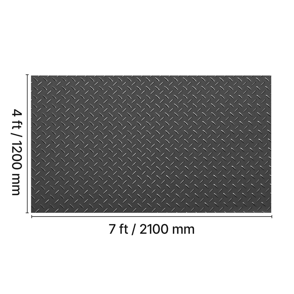 Garage Floor Roll, 4 x 7 ft Garage Flooring Mat, 2.2 mm Thickened PVC Diamond Plate Floor Protector Mat with Double-sided Tape, Non-Slip, Easy to Clean for Warehouse, Gyms, Trailer, Black