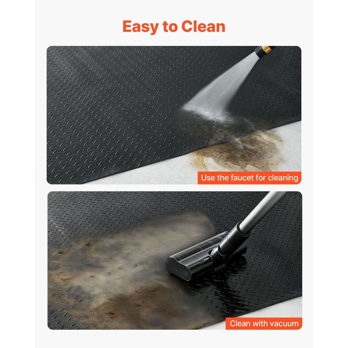 Garage Floor Roll, 7.5 x 20 ft Garage Flooring Mat, 2.2 mm Thickened PVC Diamond Plate Floor Protector Mat with Double-sided Tape, Non-Slip, Easy to Clean for Warehouse, Gyms, Trailer, Black