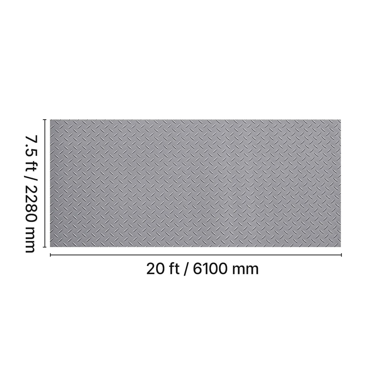 Garage Floor Roll, 7.5 x 20 ft Garage Flooring Mat, 2.2 mm Thickened PVC Diamond Plate Floor Protector Mat with Double-sided Tape, Non-Slip, Easy to Clean for Warehouse, Gyms,Silver Gray