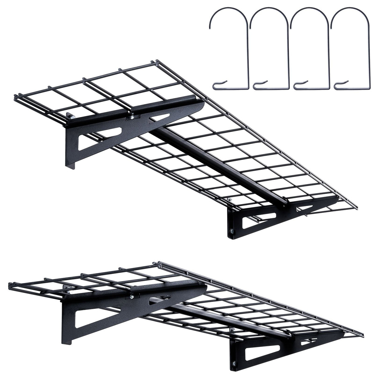 Garage Storage Shelving, 2 Pack, 4 x 1 ft Heavy Duty Garage Shelves Wall Mounted, 400 lbs Load Capacity(Total) Garage Storage Rack Floating Shelves, Suitable for Shop, Shed, Garage Storage
