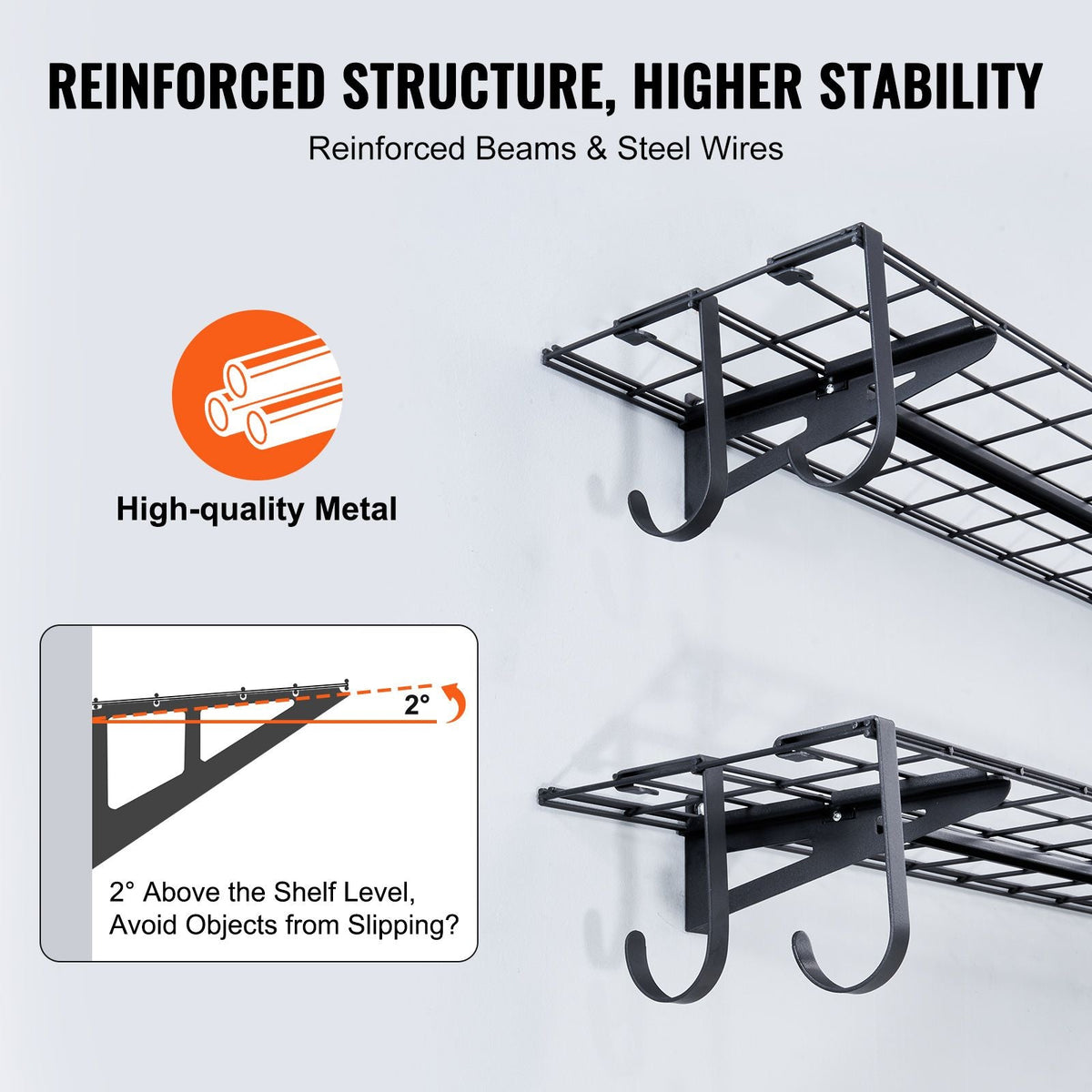 Garage Storage Shelving, 2 Pack, 4 x 1 ft Heavy Duty Garage Shelves Wall Mounted, 400 lbs Load Capacity(Total) Garage Storage Rack Floating Shelves, Suitable for Shop, Shed, Garage Storage
