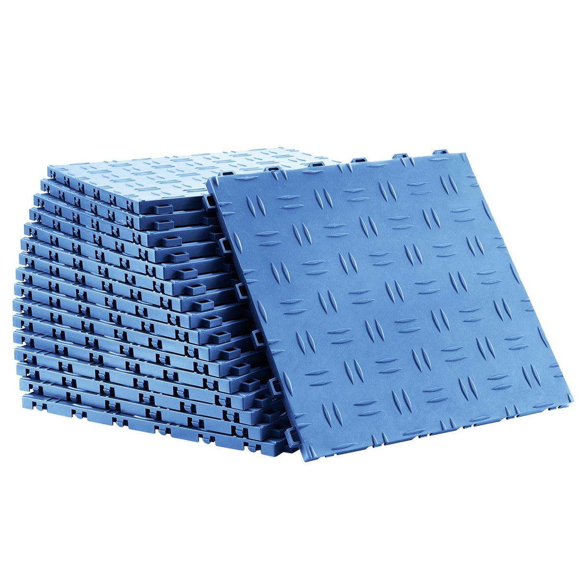 Garage Tiles Interlocking, 12 x 12 x 0.53 inch 25 Pack Garage Floor Covering Tiles, Non-Slip Double-Sided Texture Garage Flooring Tiles, for Garages, Basements, Repair Shops, Blue