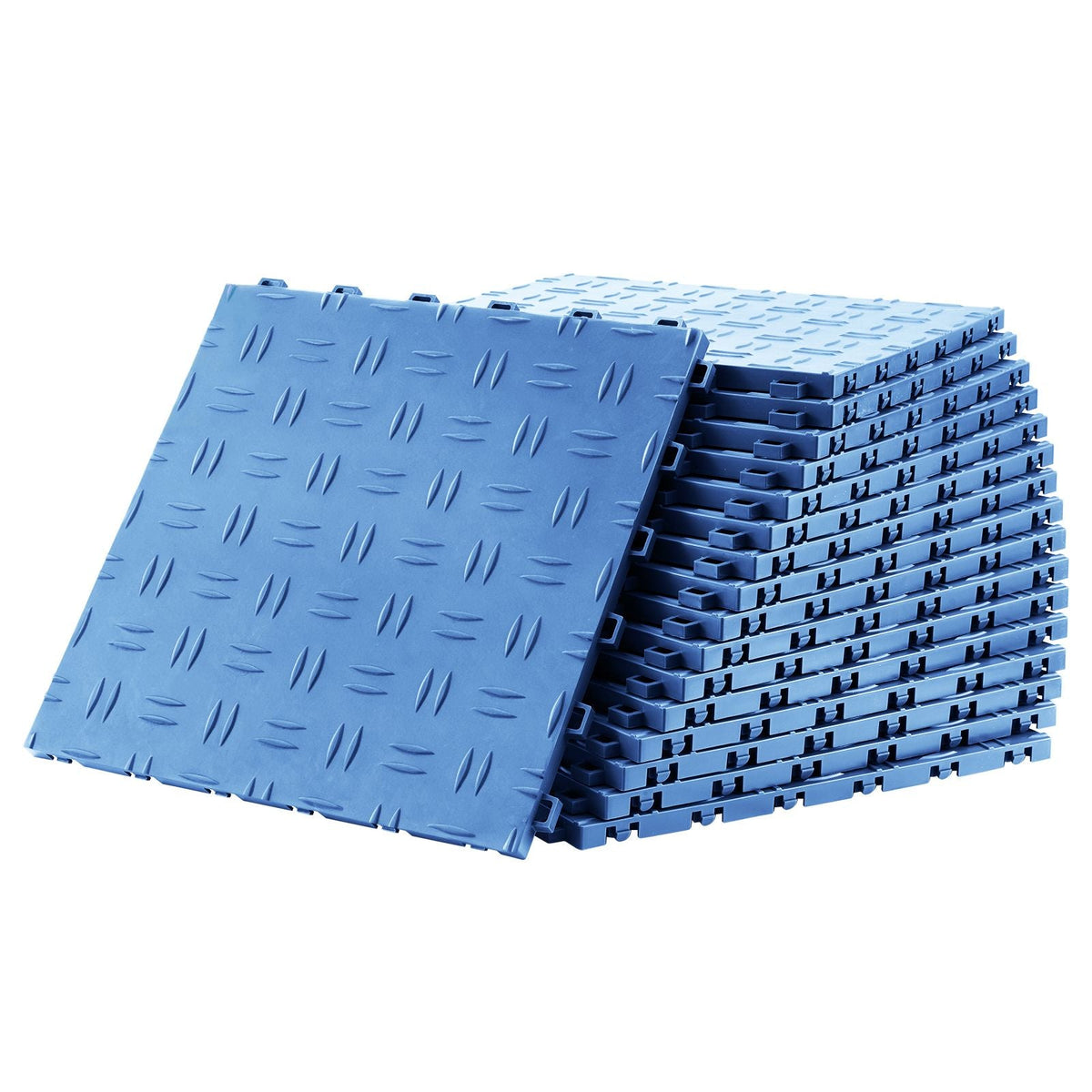 Garage Tiles Interlocking, 12 x 12 x 0.53 inch 25 Pack Garage Floor Covering Tiles, Non-Slip Double-Sided Texture Garage Flooring Tiles, for Garages, Basements, Repair Shops, Blue