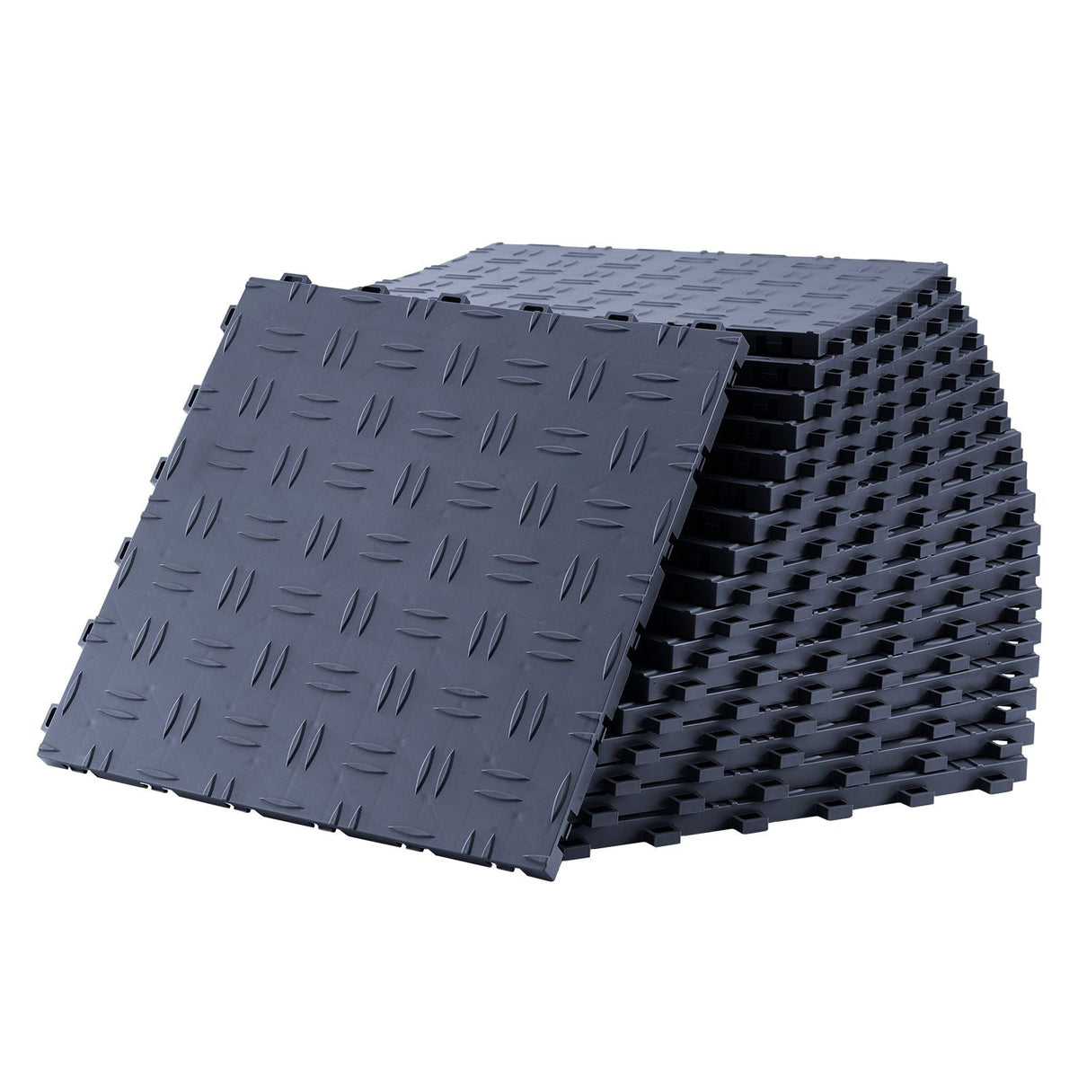 Garage Tiles Interlocking, 12 x 12 x 0.53 inch 25 Pack Garage Floor Covering Tiles, Non-Slip Double-Sided Texture Garage Flooring Tiles, for Garages, Basements, Repair Shops, Graphite Gray