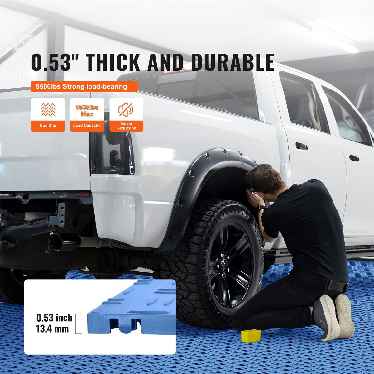 Garage Tiles Interlocking, 12 x 12 x 0.53 inch 50 Pack Garage Floor Covering Tiles, Non-Slip Double-Sided Texture Garage Flooring Tiles, for Garages, Basements, Repair Shops, Blue