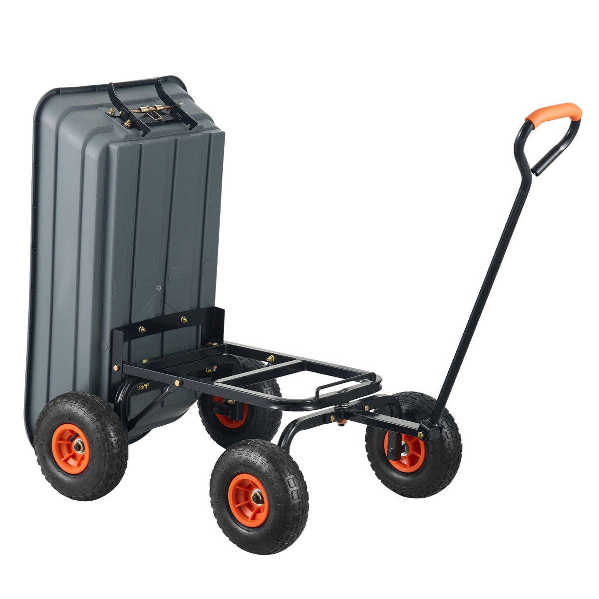 Garden Cart, Durable Poly Dump Cart with Simple Assembly Steel Framework, Versatile Dump Cart with Dual-Function Handle, Handy Wheelbarrow with 600 lbs Load Capacity, 10 inch Wheels