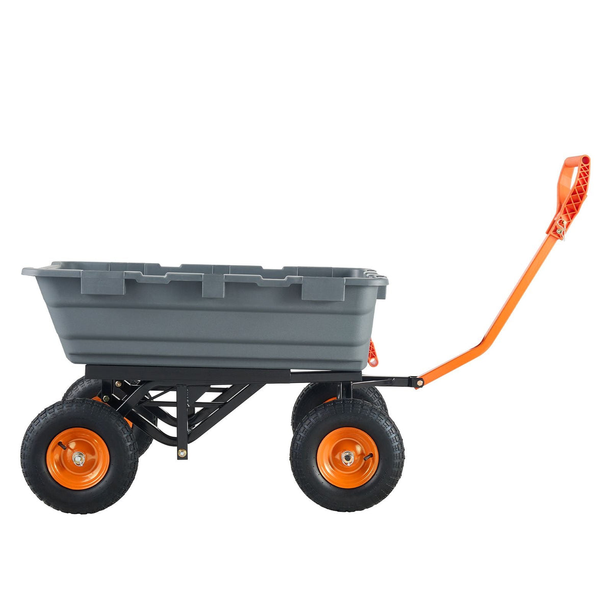 Garden Cart, Durable Poly Dump Cart with Simple Assembly Steel Structure, Versatile Dump Wagon with Dual-Function Handle, Handy Wheelbarrow with 1500 lbs Load Capacity, 13 inch Wheels