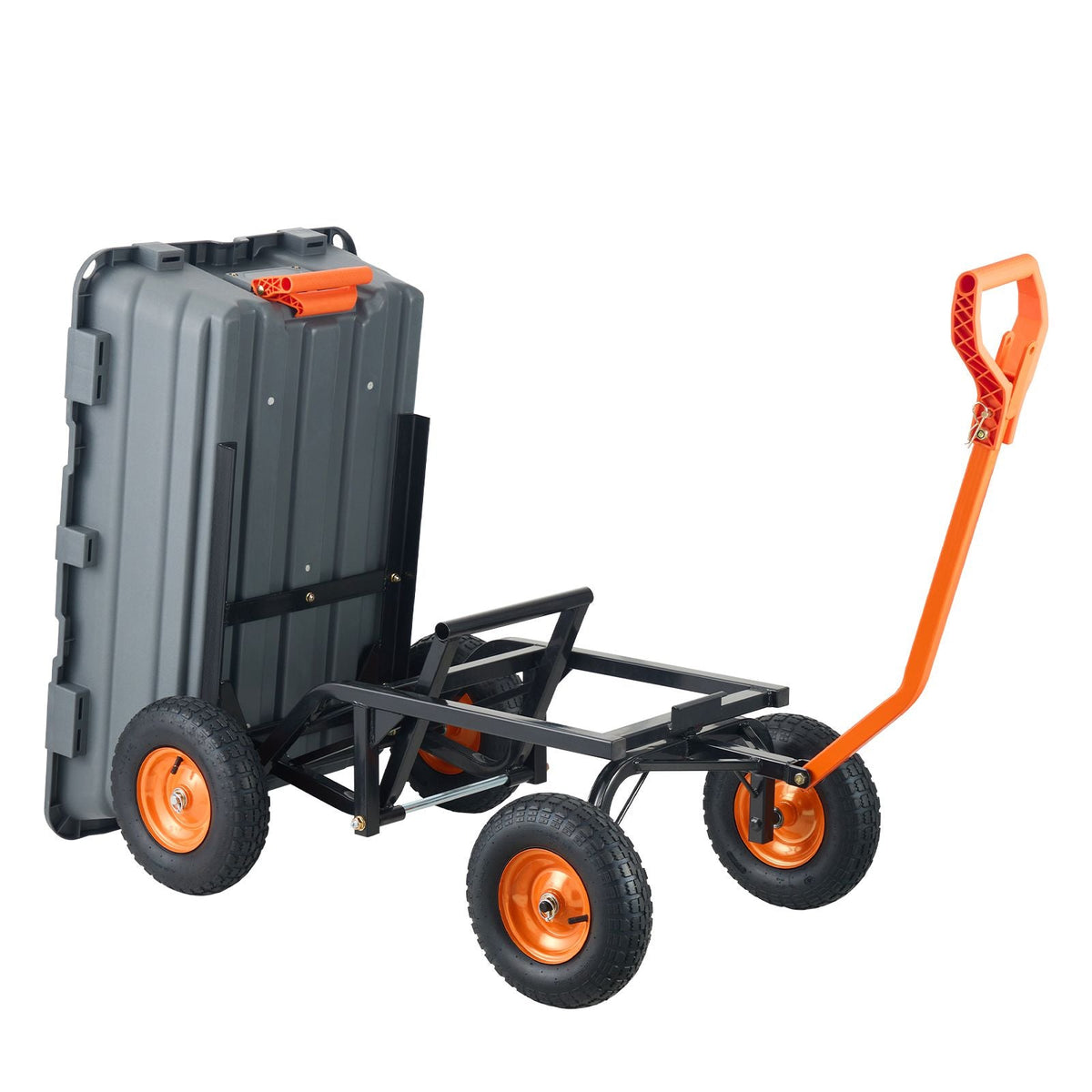 Garden Cart, Durable Poly Dump Cart with Simple Assembly Steel Structure, Versatile Dump Wagon with Dual-Function Handle, Handy Wheelbarrow with 1500 lbs Load Capacity, 13 inch Wheels