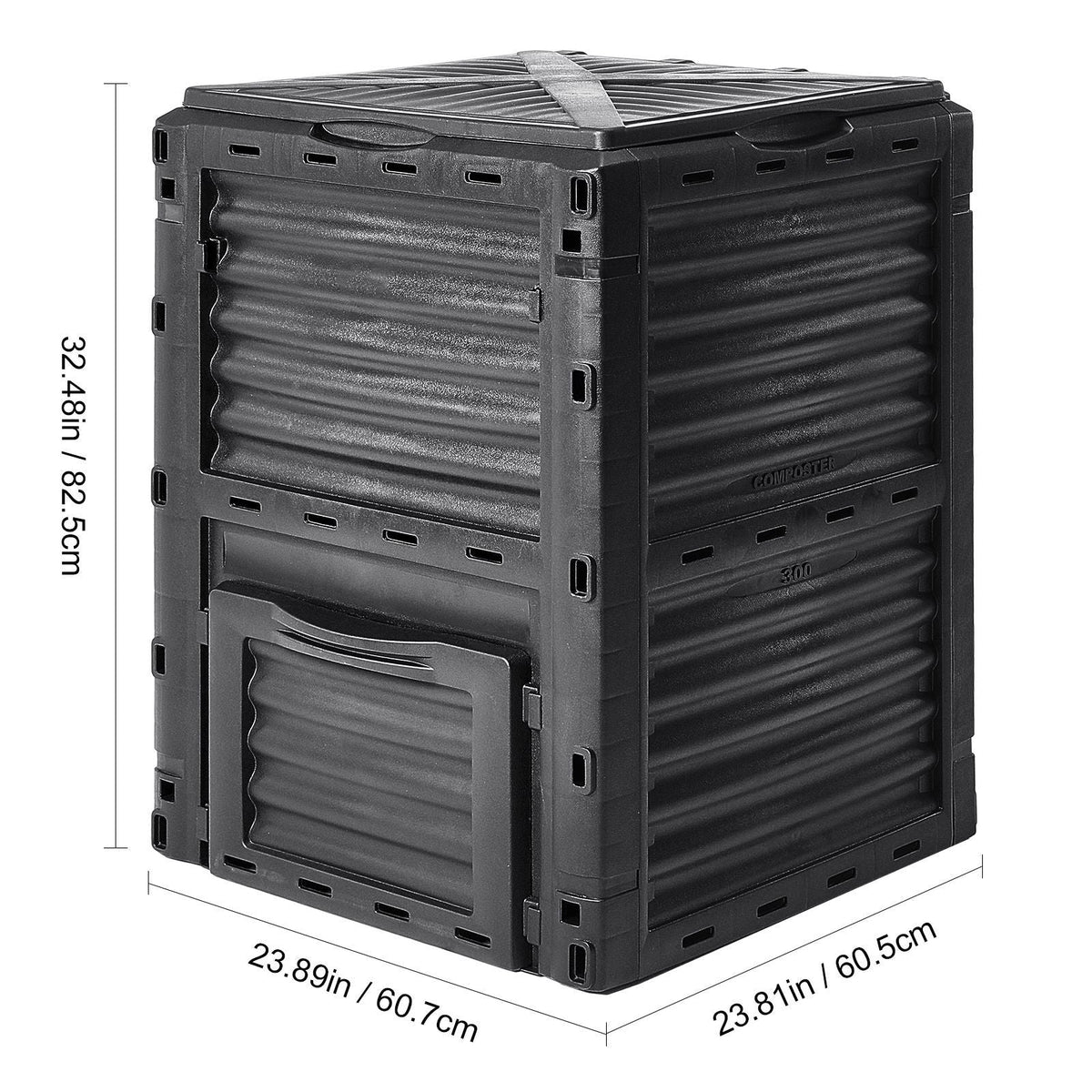 Garden Compost Bin 80 Gal, BPA Free Composter, Large Capacity Outdoor Composting Bin with Top Lid and Bottom Door, Easy Assembling, Lightweight, Fast Creation of Fertile Soil