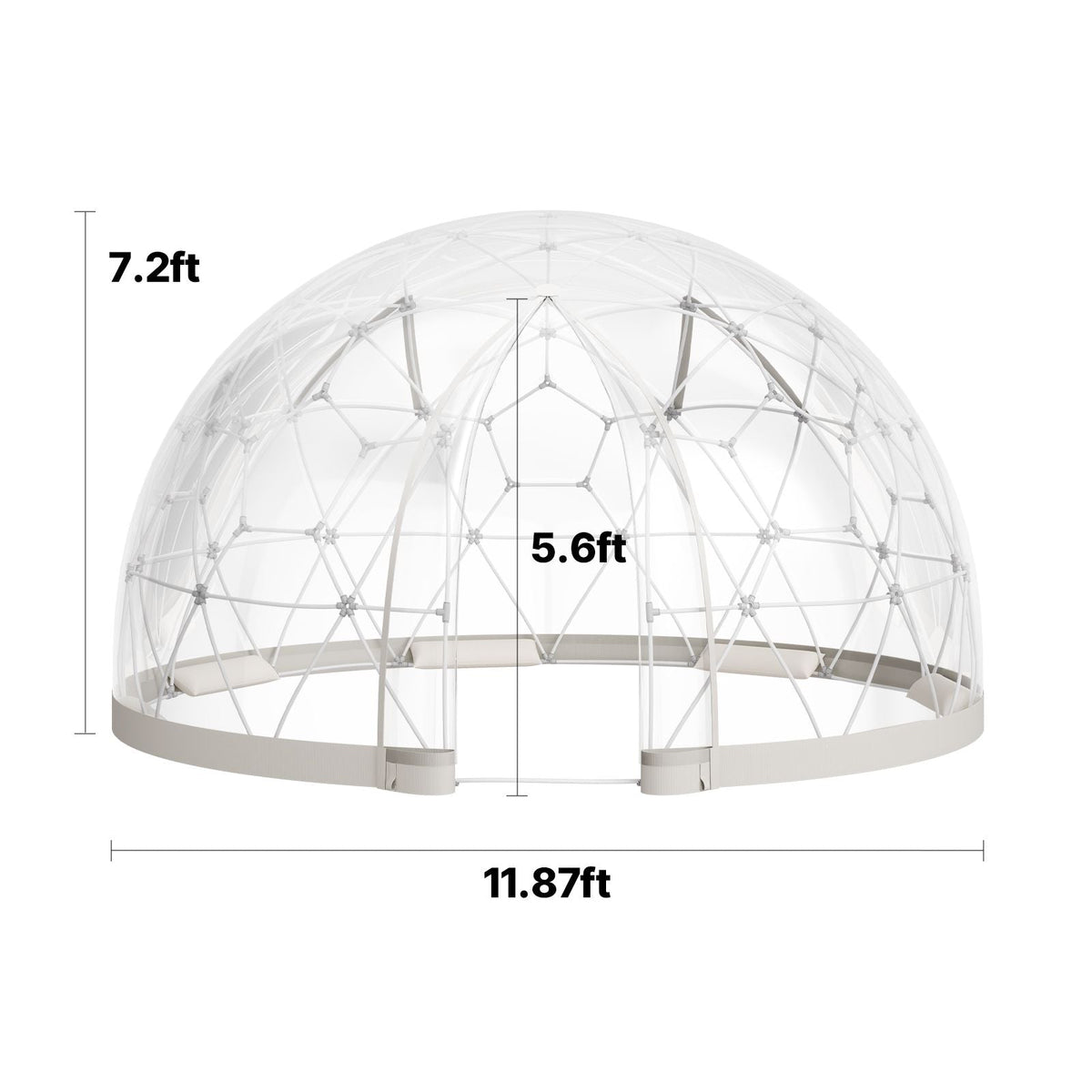 Garden Dome Igloo, 12 x 7.2 ft Outdoor Clear Bubble Tent for 4-7 Person, Weatherproof Geodesic Dome Greenhouse with Window, PVC Igloo Tent for Backyard Patios Camping Party Wedding