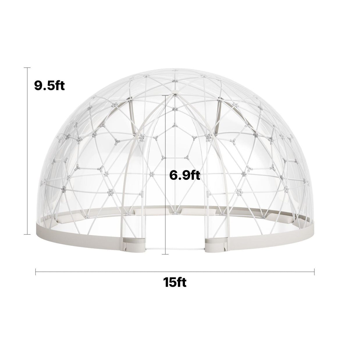Garden Dome Igloo, 15 x 9.5 ft Outdoor Clear Bubble Tent for 10-14 Person, Weatherproof Geodesic Dome Greenhouse with Window, PVC Igloo Tent for Backyard Patios Camping Party Wedding