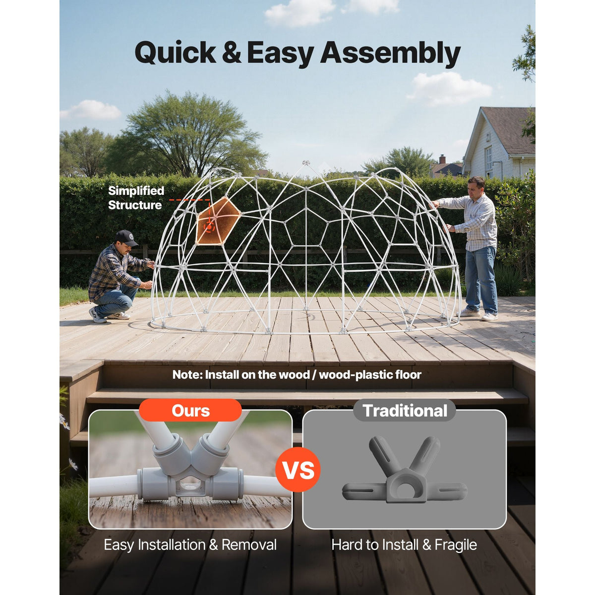 Garden Dome Igloo, 15 x 9.5 ft Outdoor Clear Bubble Tent for 10-14 Person, Weatherproof Geodesic Dome Greenhouse with Window, PVC Igloo Tent for Backyard Patios Camping Party Wedding