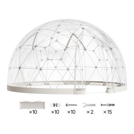 Garden Dome Igloo, 15 x 9.5 ft Outdoor Clear Bubble Tent for 10-14 Person, Weatherproof Geodesic Dome Greenhouse with Window, PVC Igloo Tent for Backyard Patios Camping Party Wedding