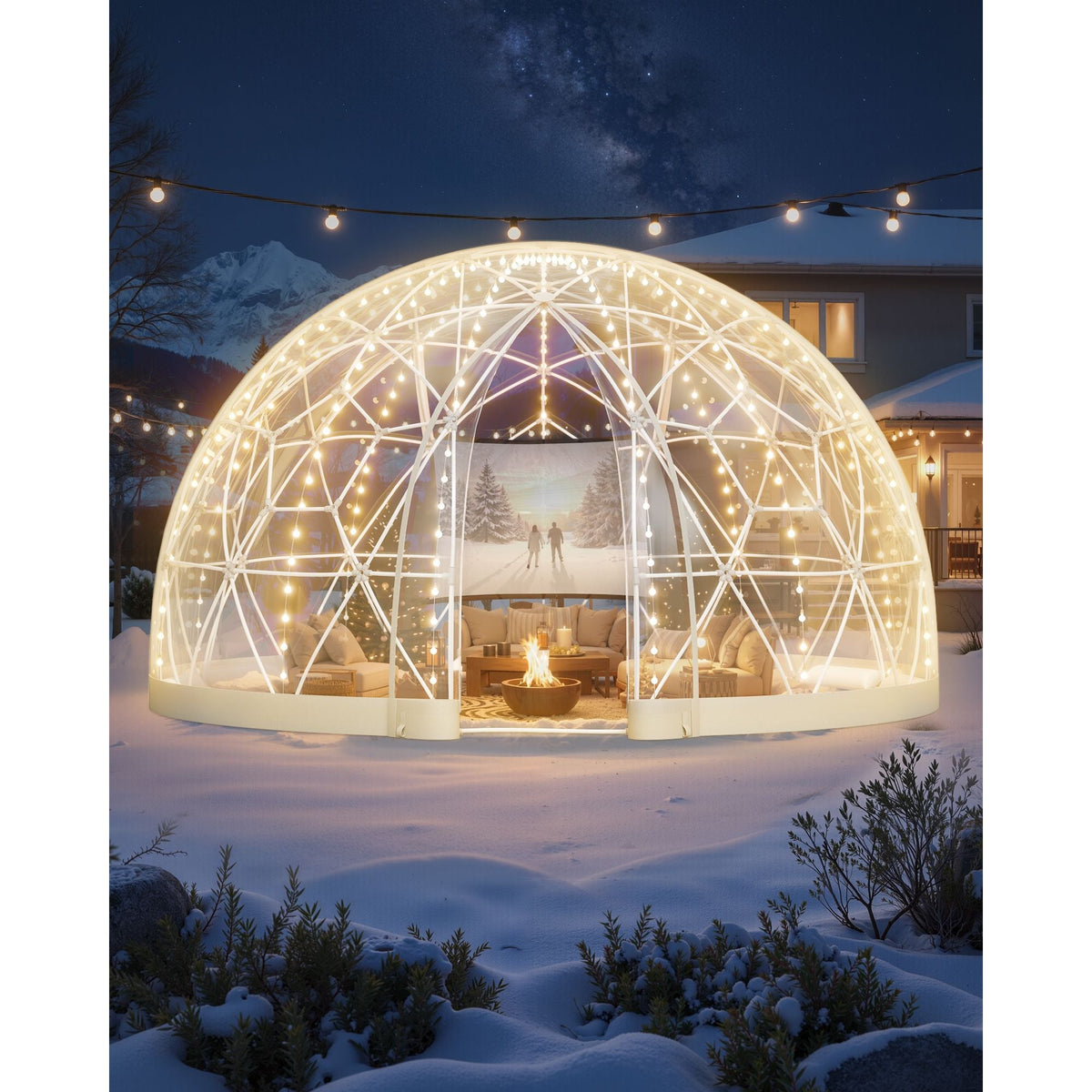 Garden Dome Igloo, 15 x 9.5 ft Outdoor Clear Bubble Tent for 10-14 Person, Weatherproof Geodesic Dome Greenhouse with Window, PVC Igloo Tent for Backyard Patios Camping Party Wedding