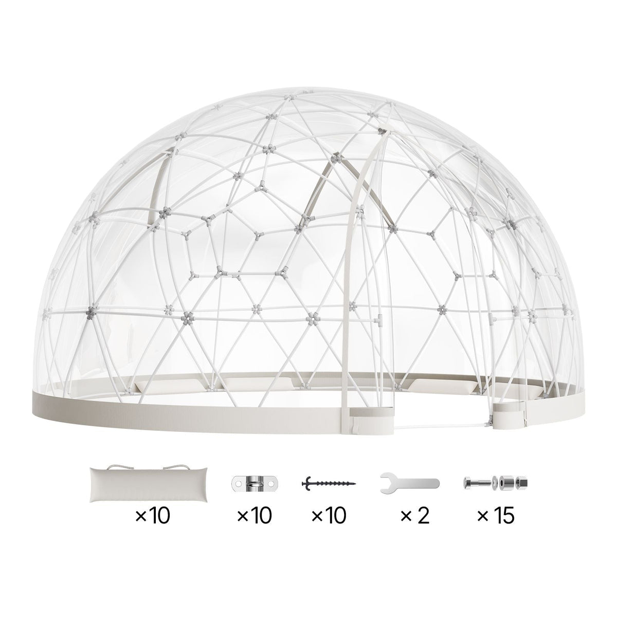 Garden Dome Igloo, 15 x 9.5 ft Outdoor Clear Bubble Tent for 10-14 Person, Weatherproof Geodesic Dome Greenhouse with Window, PVC Igloo Tent for Backyard Patios Camping Party Wedding