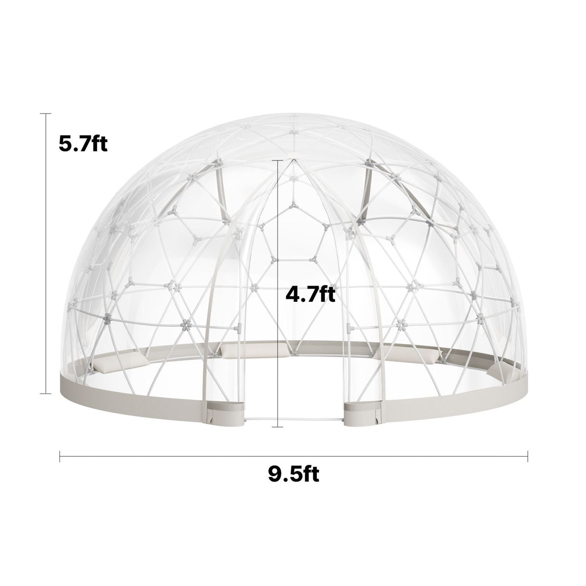Garden Dome Igloo, 9.5 x 5.7 ft Outdoor Clear Bubble Tent for 2-4 Person, Weatherproof Geodesic Dome Greenhouse with Window, PVC Igloo Tent for Backyard Patios Camping Party Wedding