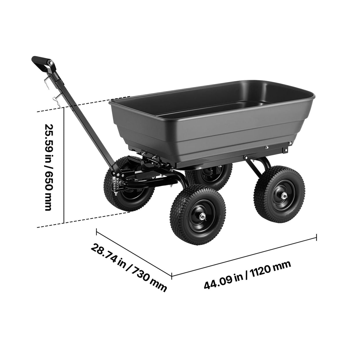 Garden Dump Cart, 1200 lbs Poly Dump Cart, 7 Cu. Ft. Garden Carts Dumps Wagon with 2-in-1 Convertible Handle, 90° Quick-Dumps Mechanism, 180° Swivel Wheels, Yard Wagon for Plants, Soil, Crops