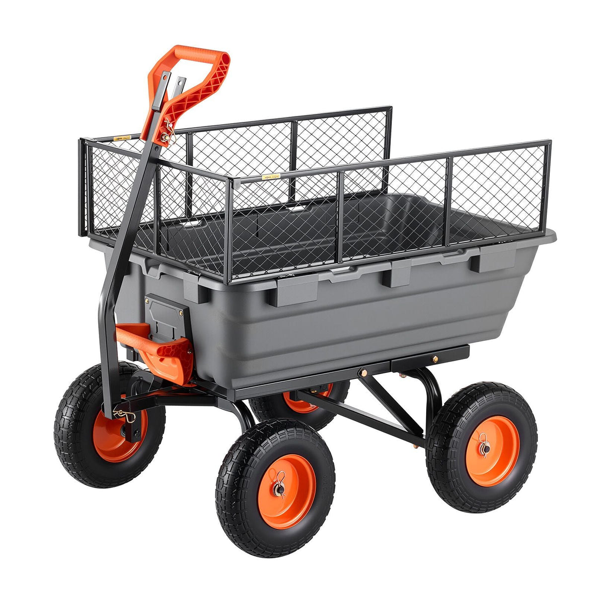 Garden Dump Cart, 1200 lbs Poly Dump Cart, Garden Carts Dumps Wagon with Storage Fence, 2-in-1 Convertible Handle, 90° Quick-Dumps Mechanism, 180° Swivel Wheels, Yard Wagon for Plants, Soil