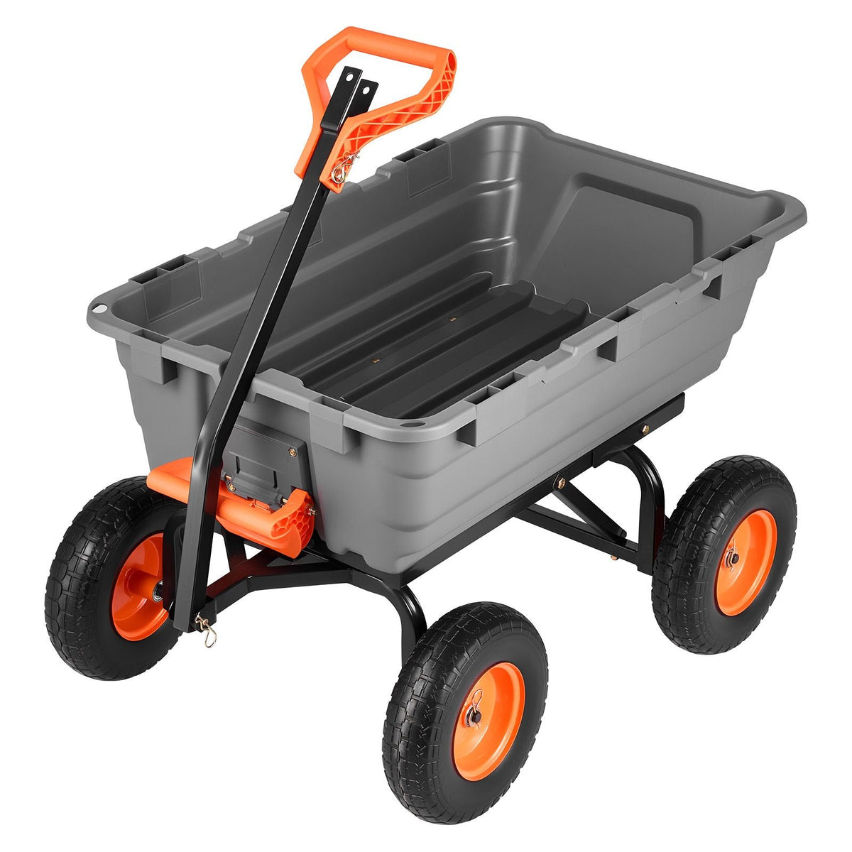 Garden Dump Cart, 1200 lbs Poly Dump Cart, Garden Carts Dumps Wagon with Storage Fence, 2-in-1 Convertible Handle, 90° Quick-Dumps Mechanism, 180° Swivel Wheels, Yard Wagon for Plants, Soil