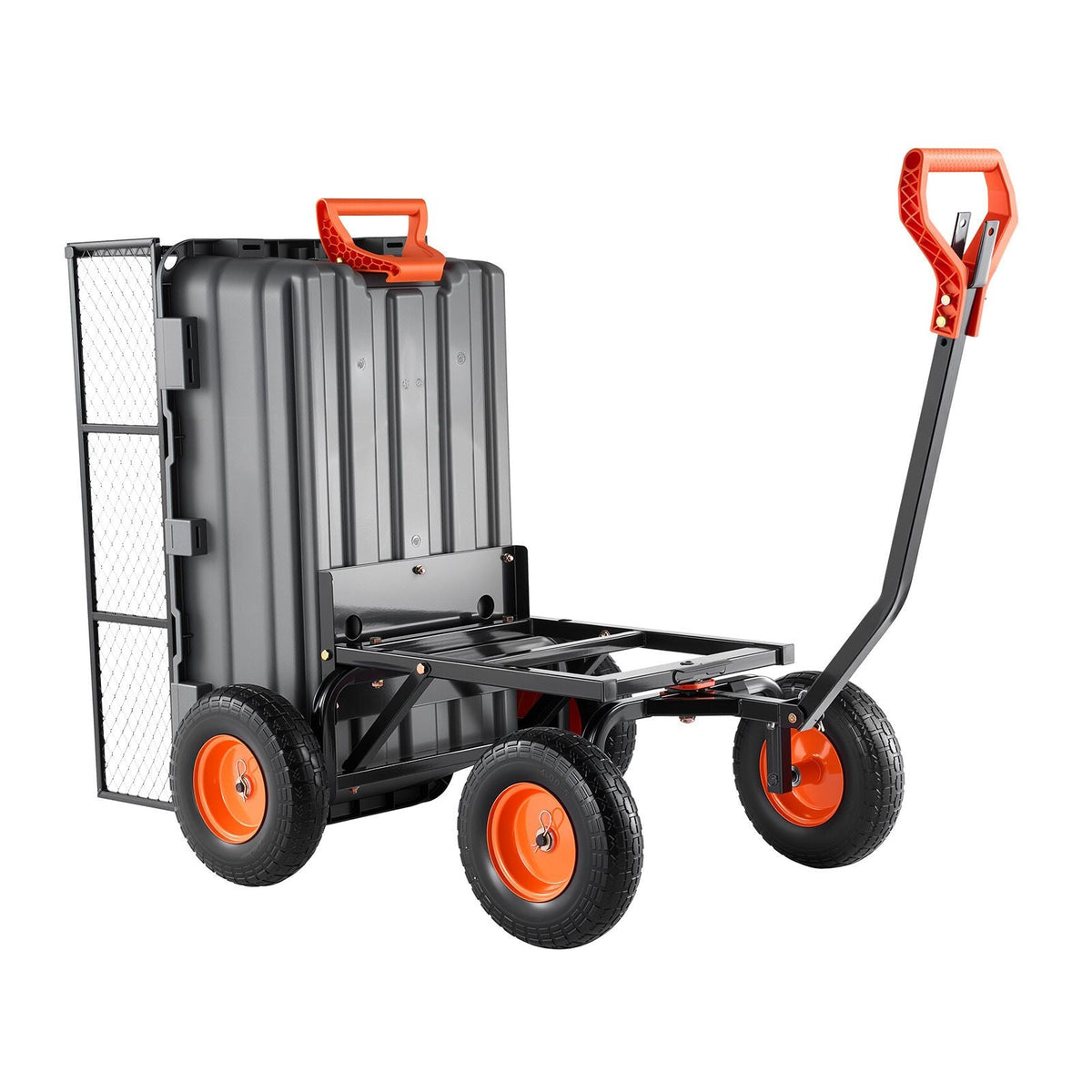 Garden Dump Cart, 1200 lbs Poly Dump Cart, Garden Carts Dumps Wagon with Storage Fence, 2-in-1 Convertible Handle, 90° Quick-Dumps Mechanism, 180° Swivel Wheels, Yard Wagon for Plants, Soil