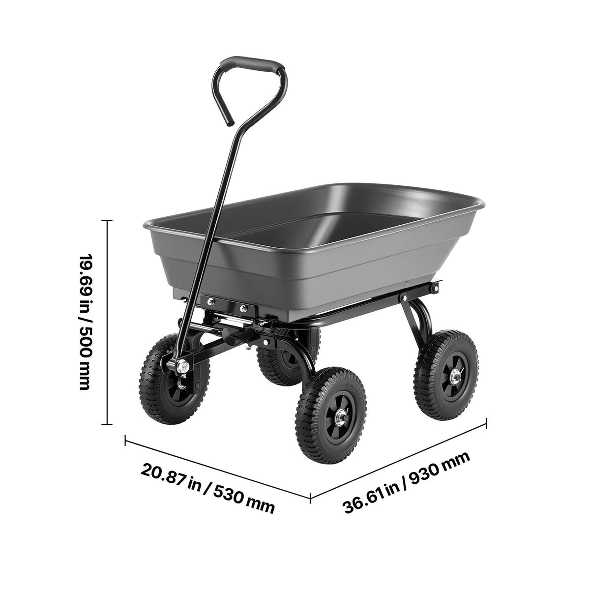 Garden Dump Cart, 400 lbs Poly Dump Cart, Garden Carts Dumps Wagon with 90° Quick-Dumps Mechanism, 180° Swivel Wheels, 270° Flexible Rotating Bearings, Yard Wagon for Plants, Soil, Crops
