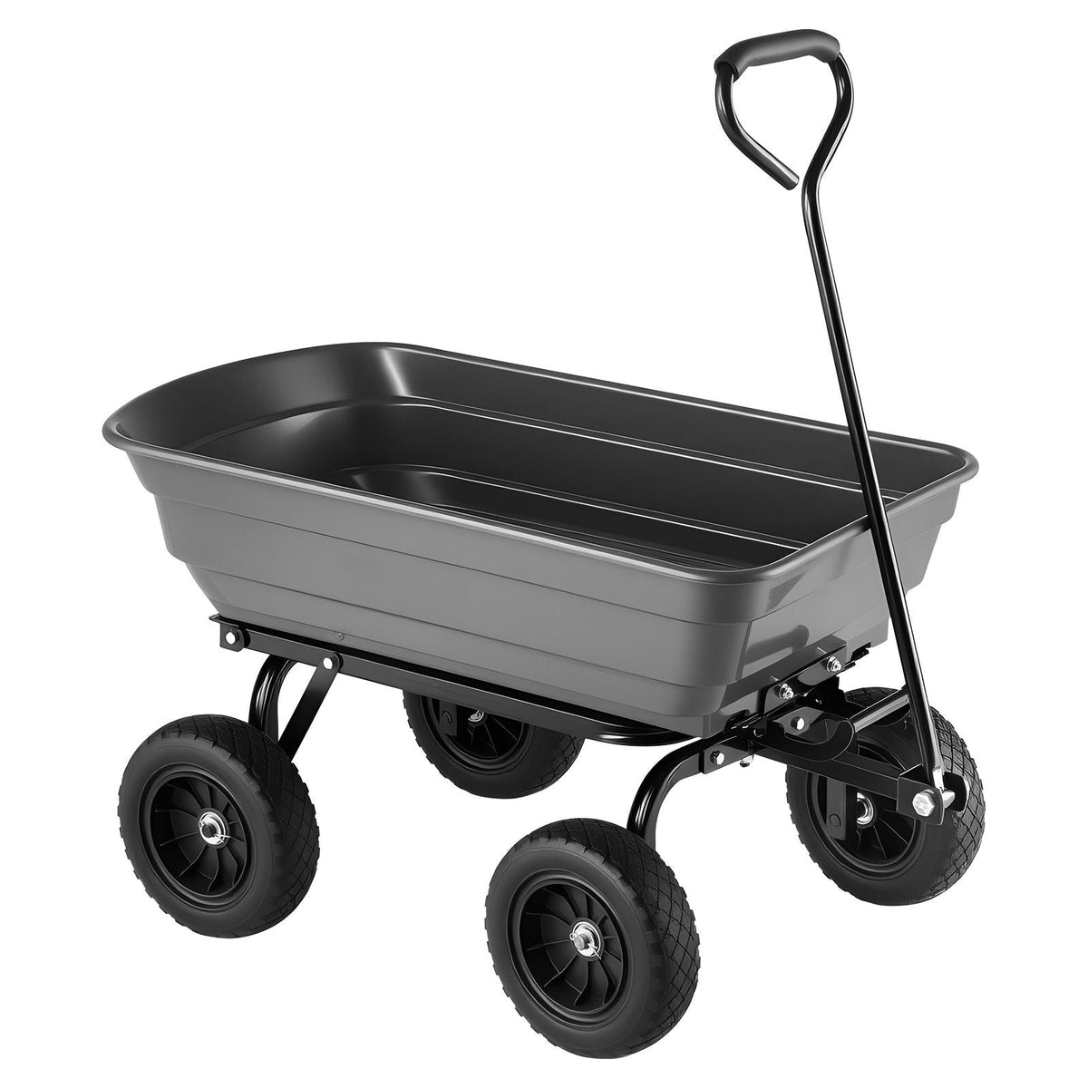 Garden Dump Cart, 600 lbs Poly Dump Cart, Garden Carts Dumps Wagon with 90° Quick-Dumps Mechanism, 180° Swivel Wheels, 270° Flexible Rotating Bearings, Yard Wagon for Plants, Soil, Crops