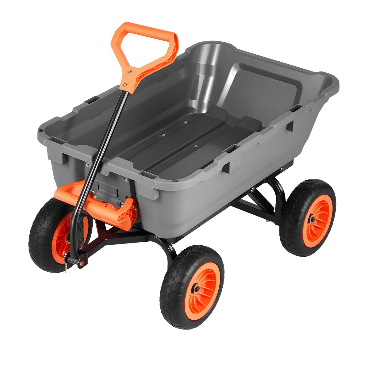Garden Dump Cart, 800 lbs Poly Dump Cart, Garden Carts Dumps Wagon with Storage Fence, 90° Quick-Dumps Mechanism, 180° Swivel Wheels, 90° Rotating Handle, Yard Wagon for Plants, Soil, Crops
