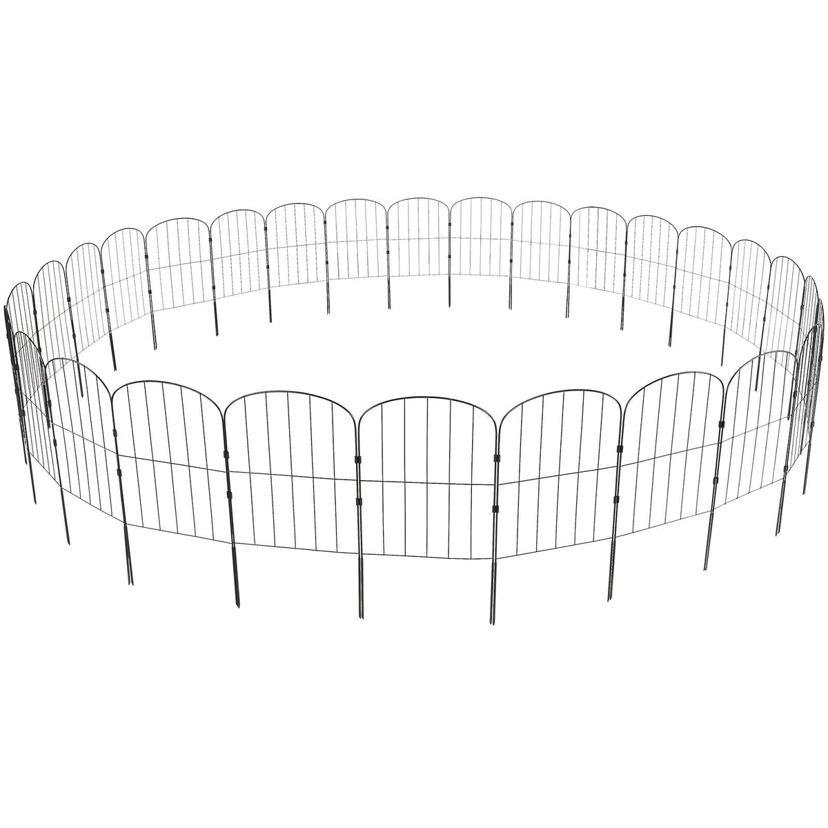 Garden Fence, 24in(H) x30ft(L) Animal Barrier Fence, Underground Decorative Garden Fencing with 2 Inch Spike Spacing, Metal Dog Fence for the Yard and Outdoor Patio, 28 Pack