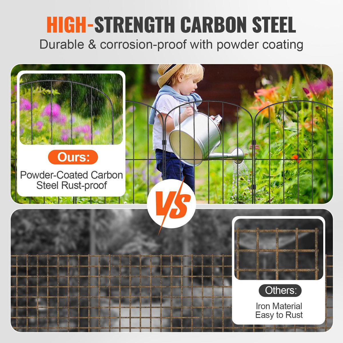 Garden Fence, 24in(H) x30ft(L) Animal Barrier Fence, Underground Decorative Garden Fencing with 2 Inch Spike Spacing, Metal Dog Fence for the Yard and Outdoor Patio, 28 Pack