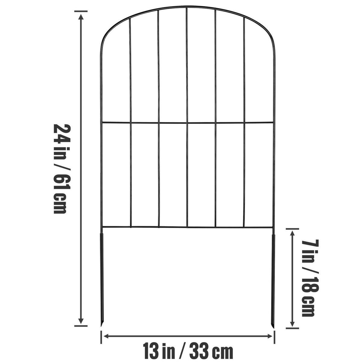 Garden Fence, 24in(H) x30ft(L) Animal Barrier Fence, Underground Decorative Garden Fencing with 2 Inch Spike Spacing, Metal Dog Fence for the Yard and Outdoor Patio, 28 Pack