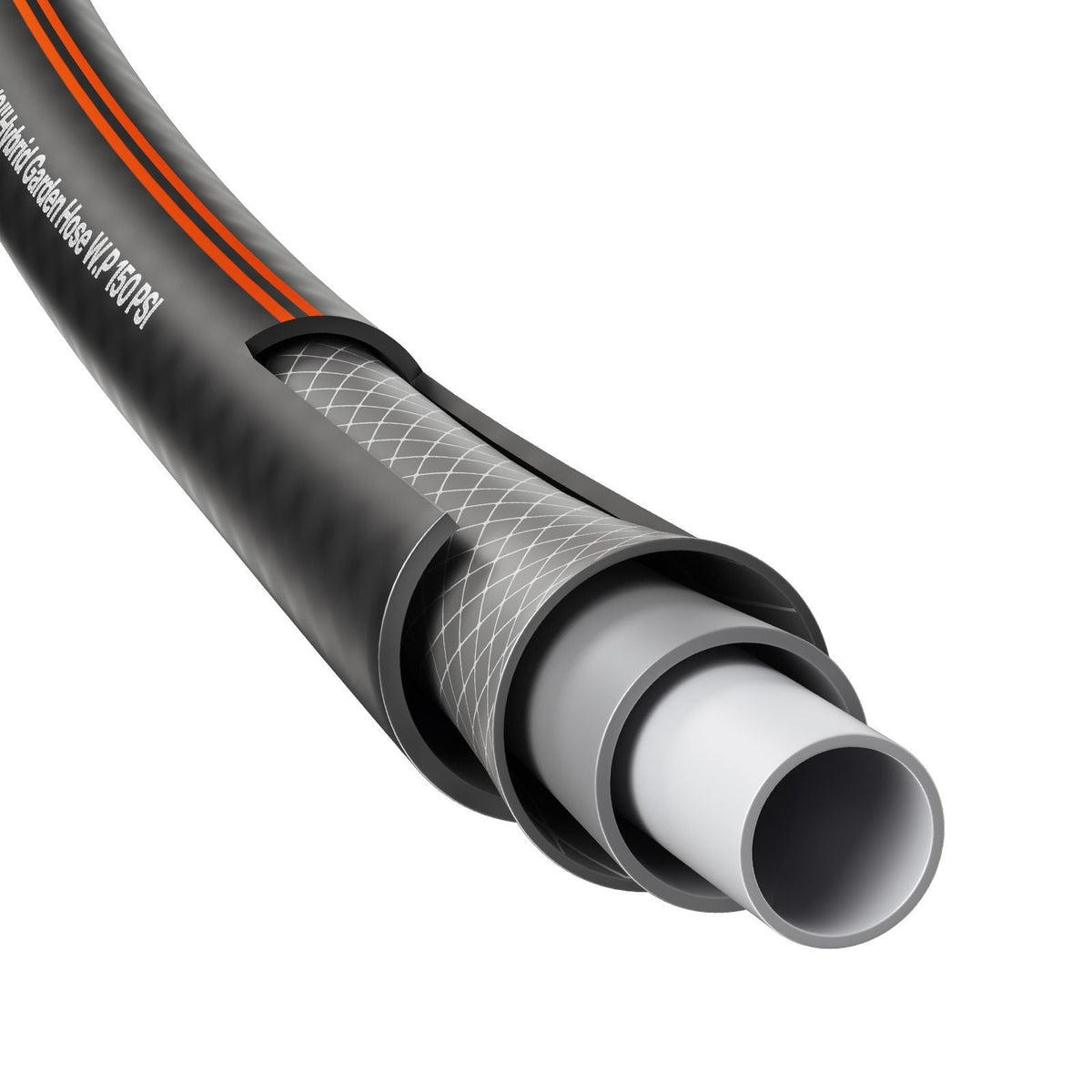Garden Hose, 100 ft 5/8" Heavy Duty 4-Layer Rubber Water Hose, 150PSI Working & 600PSI Burst, Flexible & Non-kink Outdoor Waterhose with 3/4" Fitting, Lightweight Hoses for Gardening Cleaning
