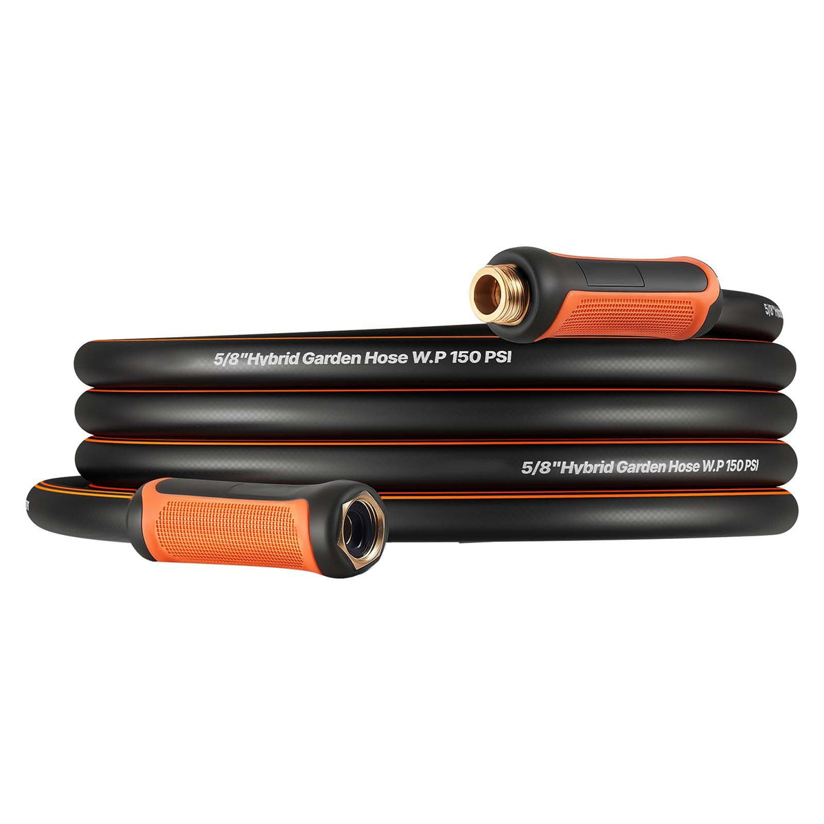 Garden Hose, 25 ft 5/8" Heavy Duty 4-Layer Rubber Water Hose, 150PSI Working & 600PSI Burst, Flexible & Non-kink Outdoor Waterhose with 3/4" Fitting, Lightweight Hoses for Gardening Cleaning