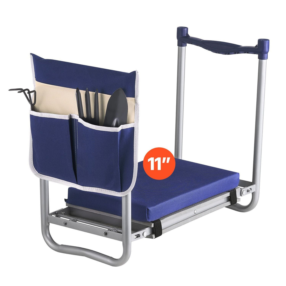 Garden Kneeler and Seat, 11 in Wide Thick Kneeling Pad, Heavy Duty Garden Kneeling Stool, Folding Garden Seat with 1 Tool Bag, Relieve Knee & Back Pain, Non-Slip Garden Bench for Grandparents