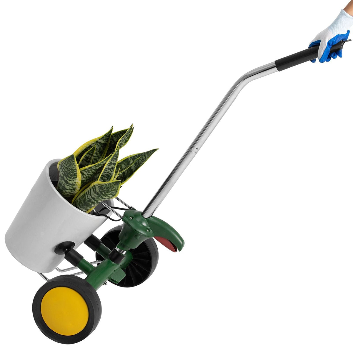 Garden Pot Mover, Heavy Duty Plant Dolly Cart with Adjustable Grabbing Arm, Max 143 LBS Weight Capacity, Potted Plant Mover Dolly with Suction Cup and Secure Lock, Fits for Indoor & Outdoor Use