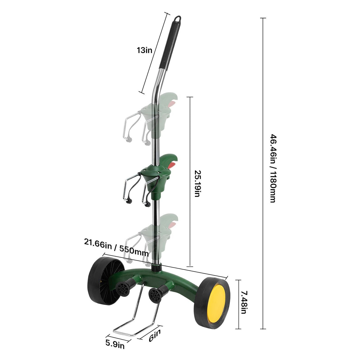 Garden Pot Mover, Heavy Duty Plant Dolly Cart with Adjustable Grabbing Arm, Max 143 LBS Weight Capacity, Potted Plant Mover Dolly with Suction Cup and Secure Lock, Fits for Indoor & Outdoor Use