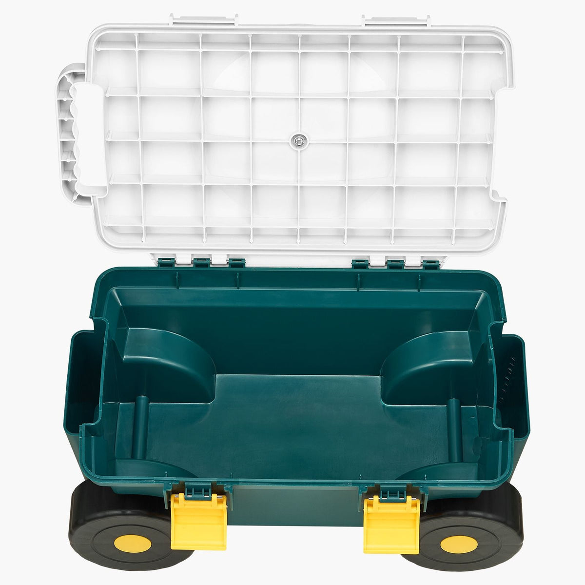 Garden Scooter with Seat, 2 in 1 Rolling Garden Cart with Storage Bin, Supports up to 227 lbs, Outdoor Wagon with Handle, Lightweight Storage Gardening Stool for Yard Weeding Planting