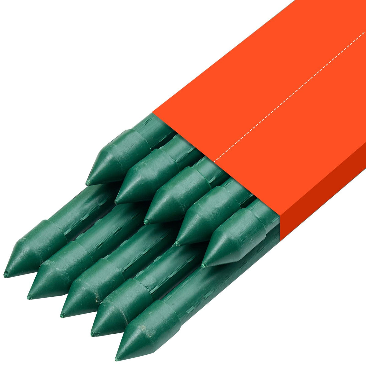 Garden Stakes, 10 Pack, 93.7 inch, Plastic Coated Metal Tomato Stakes, Garden Sticks for Plants Support, with Pointed End and Non-Slip Bumps for Growing Climbing Plants, Outdoor Vegetables