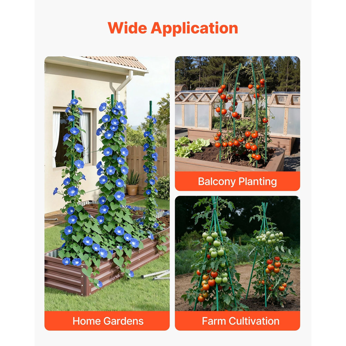 Garden Stakes, 25 Pack, 70.87 inch, Plastic Coated Metal Tomato Stakes, Garden Sticks for Plants Support, with Pointed End and Non-Slip Bumps for Growing Climbing Plants, Outdoor Vegetables
