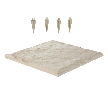 Garden Stepping Stones, 16Pcs 15.5 x 15.5 in, Decorative Stepping Stones with Stakes, Weather-Resistant Plastic Pathway Pavers, Smooth Surface, Outdoor Walkway for Lawn Patio Landscape, Beige
