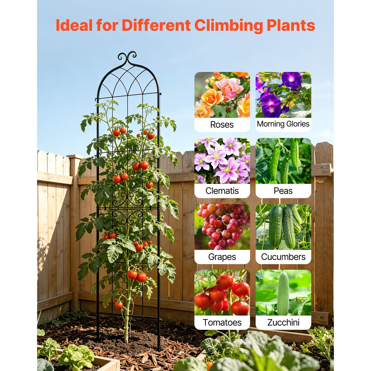 Garden Trellis, 87 x 20 inch Rose Trellis, 2 Packs Garden Flower Rose Trellises with Powder-Coated Finish & Convenient Locking Design, Plant Support Trellises for Flowers, Vegetables, Roses