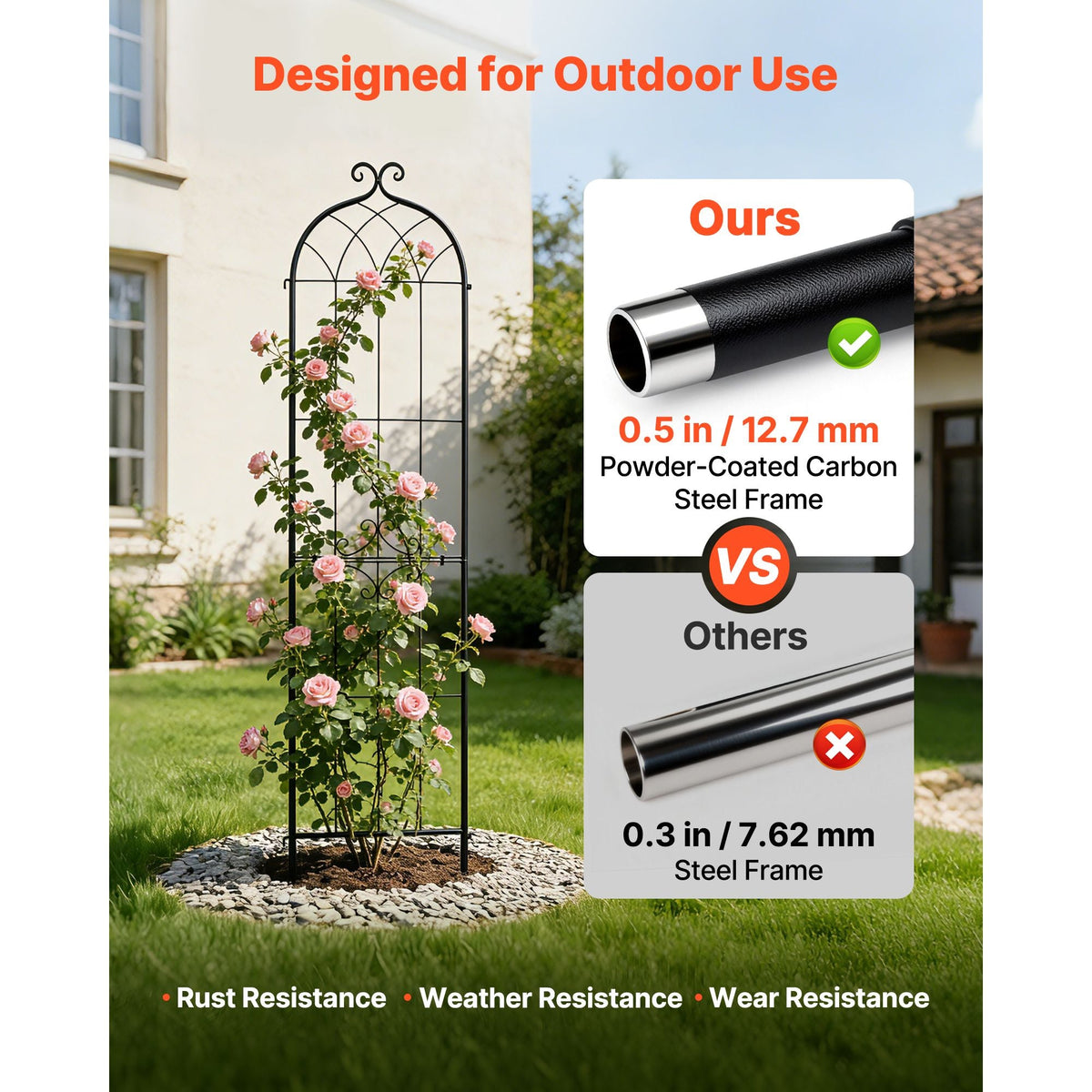Garden Trellis, 87 x 20 inch Rose Trellis, 2 Packs Garden Flower Rose Trellises with Powder-Coated Finish & Convenient Locking Design, Plant Support Trellises for Flowers, Vegetables, Roses
