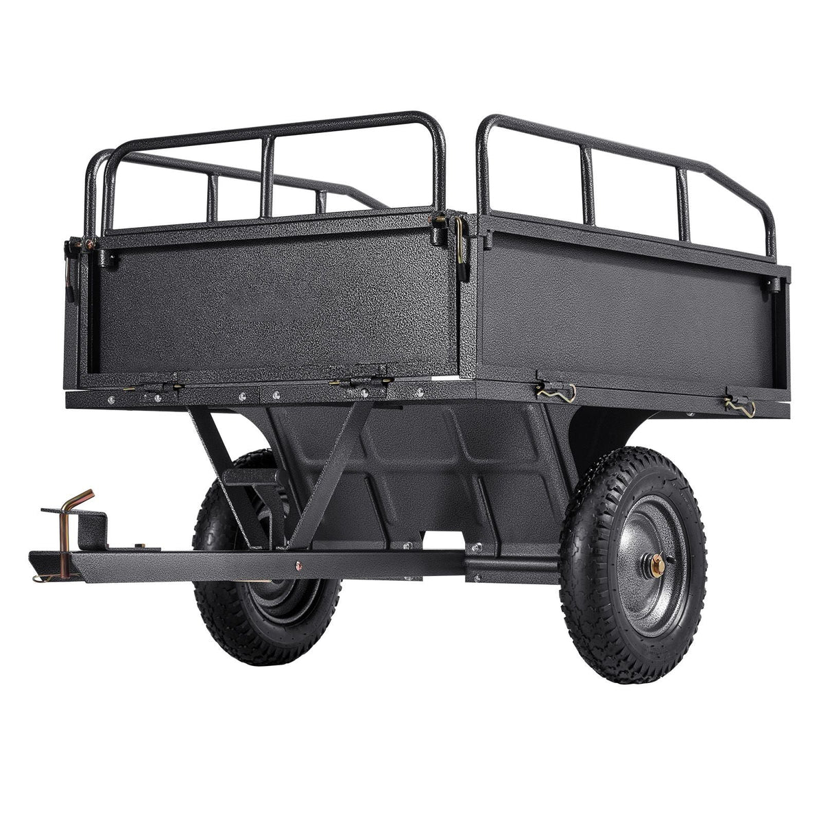 Garden Utility Trailer, 10 Cu. Ft & 500lbs Capacity, ATV UTV Hauling Trailer, Tow Behind Steel Dump Cart with 14" Tires, Hand Pull or Foot Pedal, Heavy Duty Yard Trailers for Lawn Mower Tractor