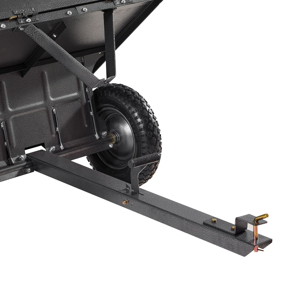 Garden Utility Trailer, 10 Cu. Ft & 500lbs Capacity, ATV UTV Hauling Trailer, Tow Behind Steel Dump Cart with 14" Tires, Hand Pull or Foot Pedal, Heavy Duty Yard Trailers for Lawn Mower Tractor
