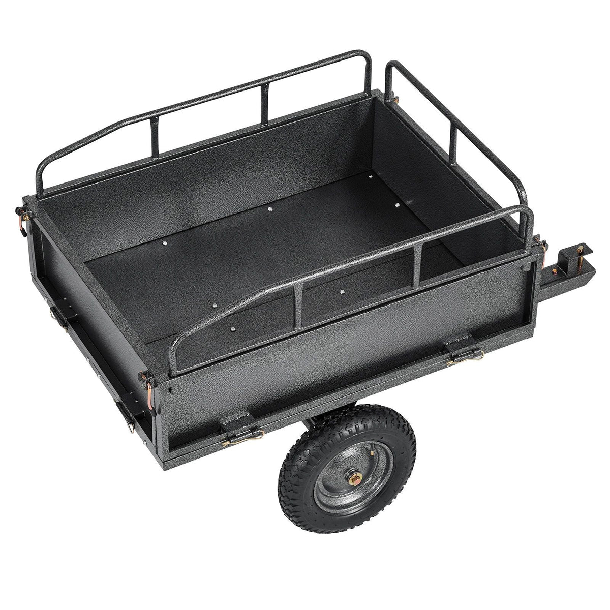 Garden Utility Trailer, 10 Cu. Ft & 500lbs Capacity, ATV UTV Hauling Trailer, Tow Behind Steel Dump Cart with 14" Tires, Hand Pull or Foot Pedal, Heavy Duty Yard Trailers for Lawn Mower Tractor