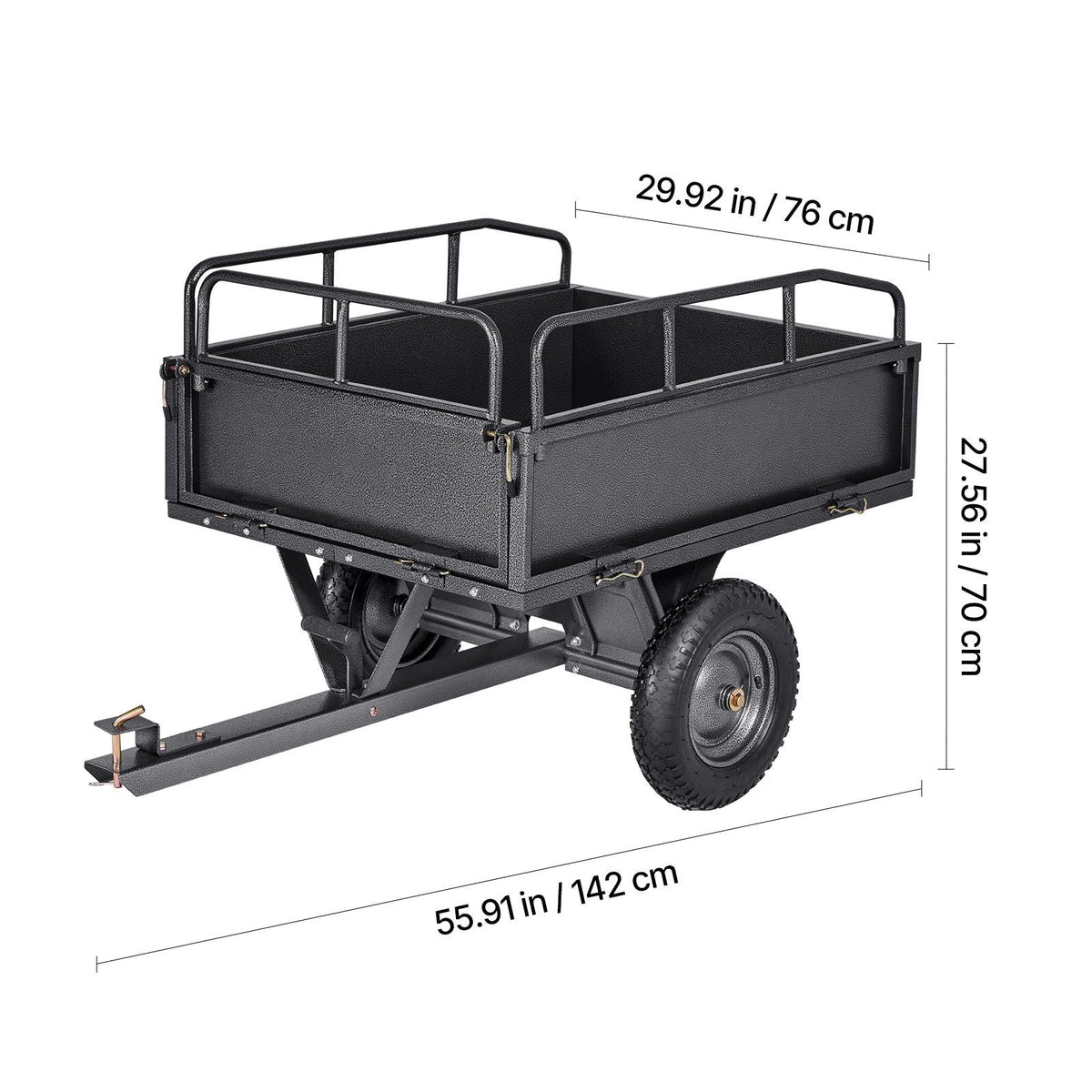 Garden Utility Trailer, 10 Cu. Ft & 500lbs Capacity, ATV UTV Hauling Trailer, Tow Behind Steel Dump Cart with 14" Tires, Hand Pull or Foot Pedal, Heavy Duty Yard Trailers for Lawn Mower Tractor